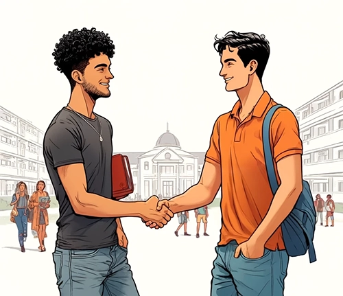 dois homems se comprimentando